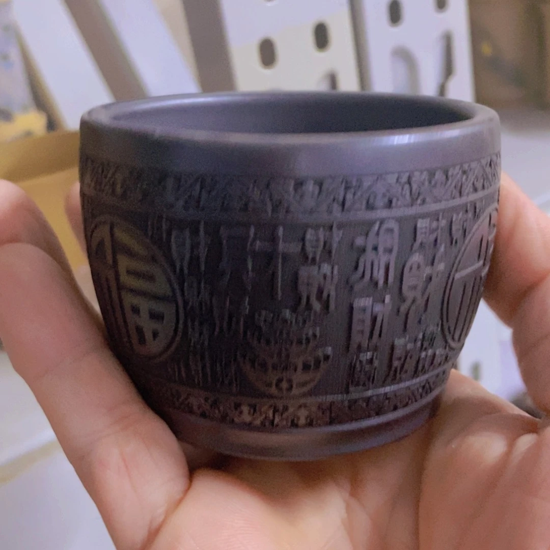 茶杯绿泥紫砂紫砂