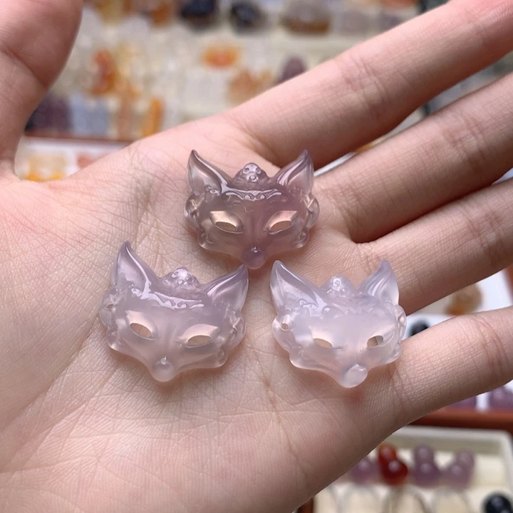 玛瑙/玉髓未镶嵌玛瑙狐狸面具