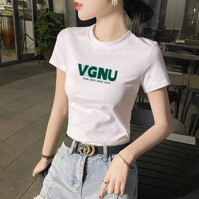 螺纹棉夏季2025新款正肩白色小高领短袖t恤百搭上衣t潮女修身显瘦