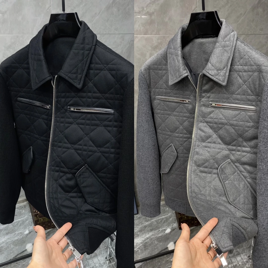 秋季新款男士轻奢时尚休闲百搭高端绵羊毛混纺翻领夹克外套 2321