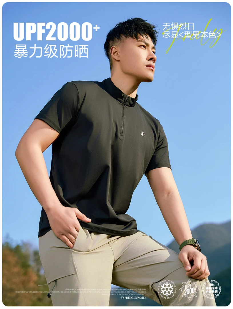 【宝藏婆媳】男款半拉链肩短袖2507