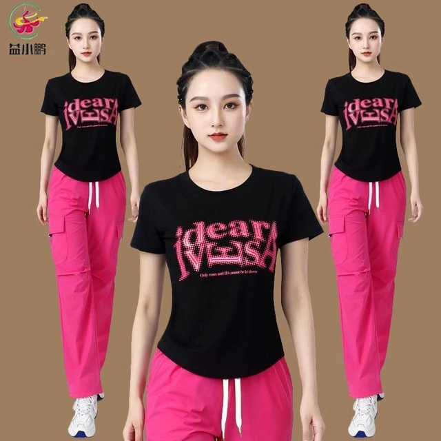 杨丽萍新款广场舞服装套装短袖薄款弹力运动体操跳鬼步舞蹈健身衣