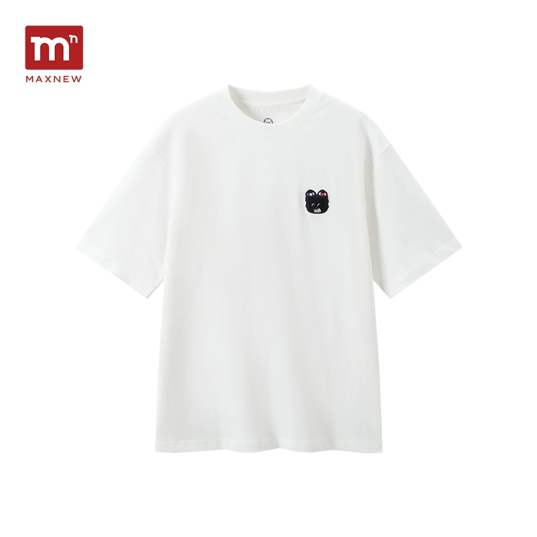 马恩男装新款奶噗噗短袖T恤休闲圆领夏季百搭短袖t恤1P2111237
