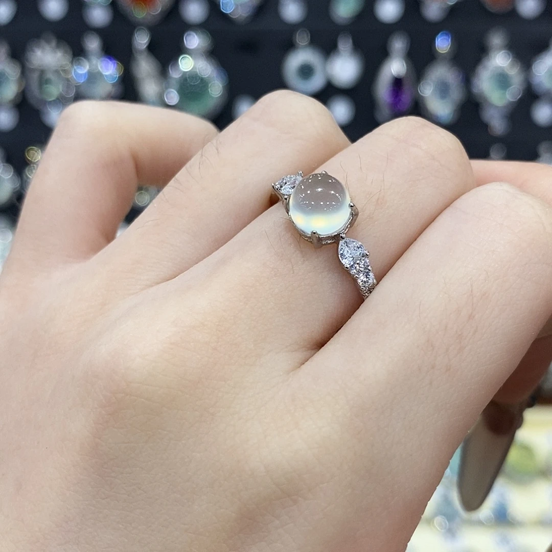 蛇纹石玉银S925镶嵌戒指