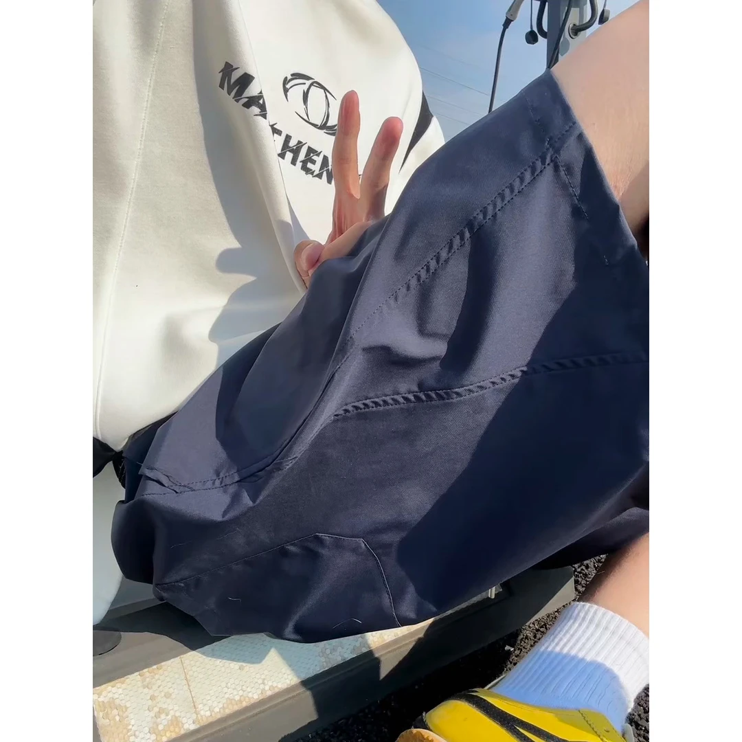美式斜切速干冰丝休闲短裤男女夏季薄款篮球运动五分裤宽松工装裤