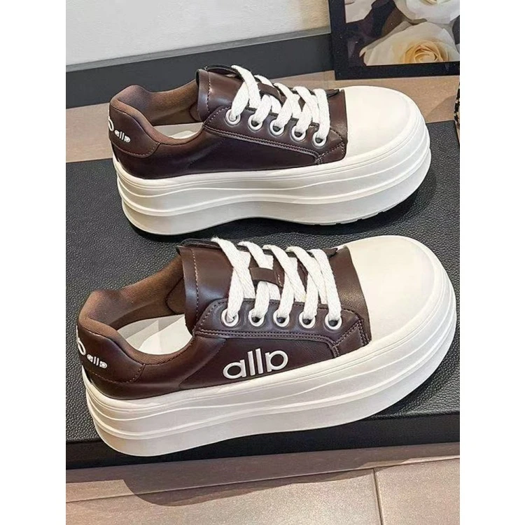 真皮厚底增高老爹鞋女款2025年秋季新款百搭休闲运动鞋轻面包鞋潮