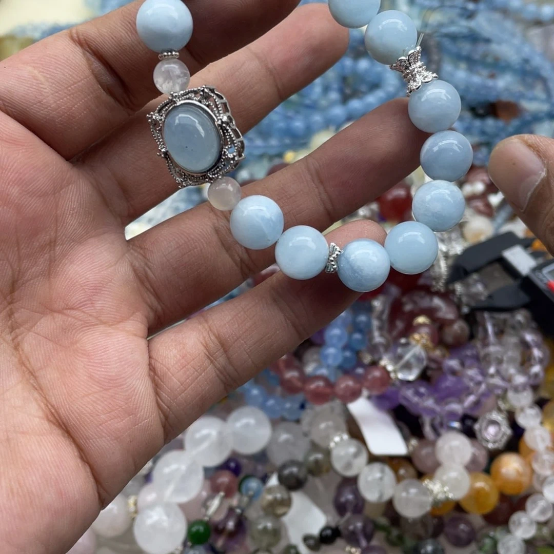 银S925镶嵌手链烟晶