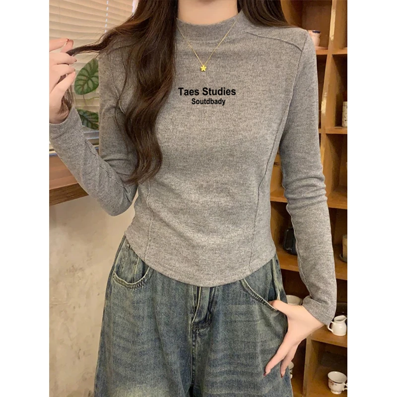 清仓捡漏~2025新款秋冬德绒加厚长袖修身内搭T恤打底衫女显瘦上衣