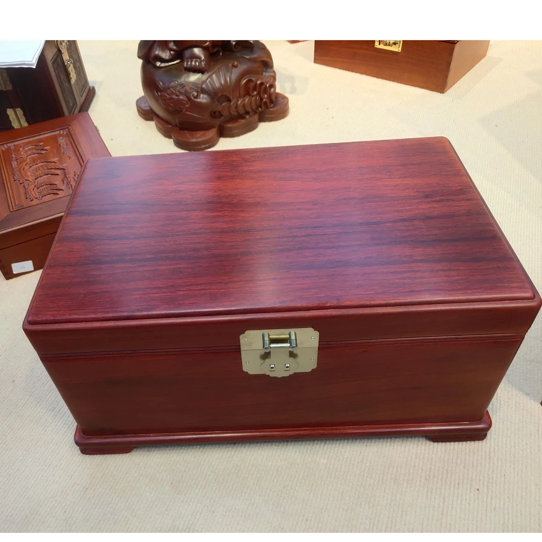 红花独板桌面首饰收纳箱首饰盒45*30*22cm