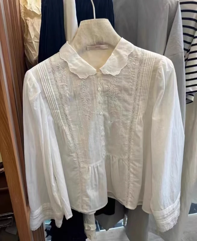 小玉推荐《小翻领捏褶》长袖衬衫