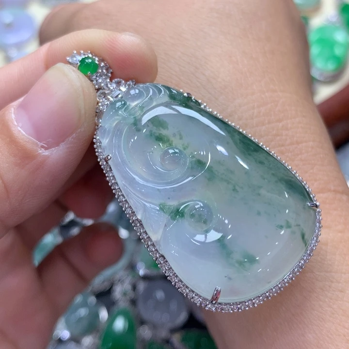 翡翠18K金镶嵌吊坠(不含链)
