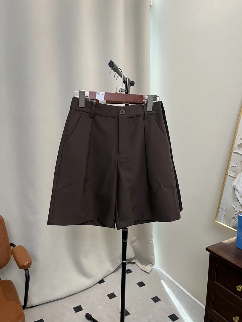 【0627】夏季休闲正式上班通勤西装褶皱短裤四分