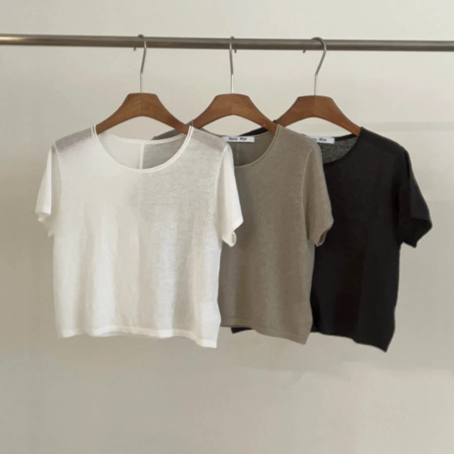 【Yeoni韩国正品】天丝麻透感贴肤短袖上衣女/No退No换