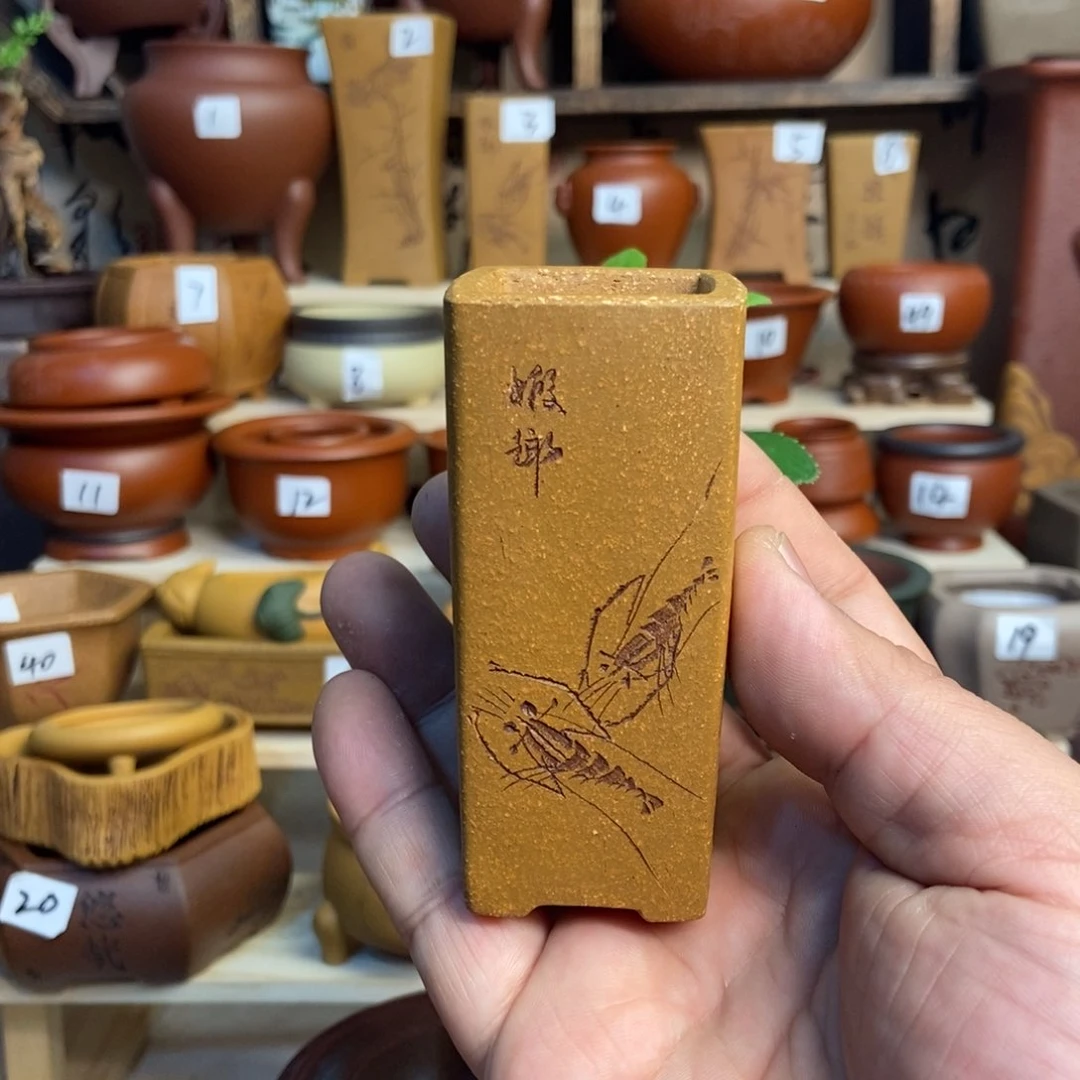 紫砂花盆苏兵，内口经尺寸3×8