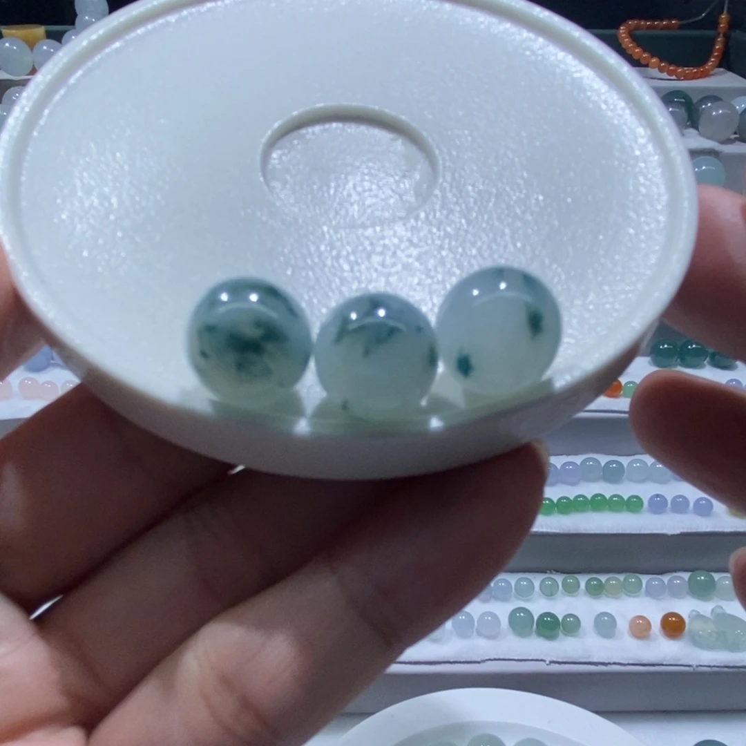 散珠翡翠翡翠飘花圆珠 卡11.7