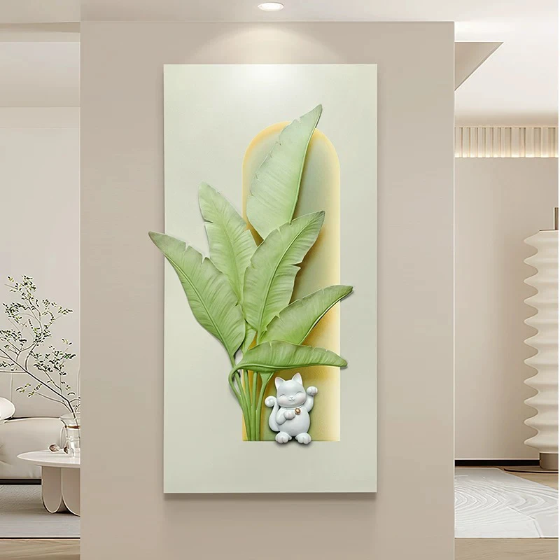 福雕新款3d立体浮雕画现代高级感走廊过道挂画灯光入户玄关装饰画