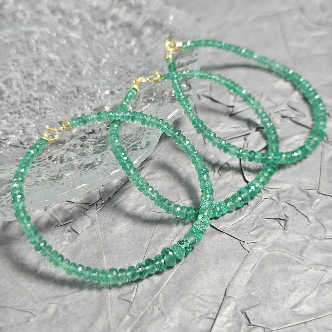 【书记甄选】天然18K祖母绿手链 多样性发一件 约3-5mm 6484QX