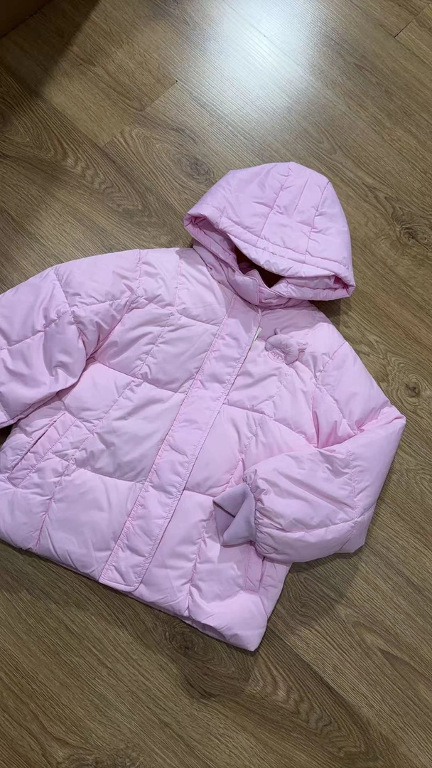 8907-童羽绒服粉色连帽保暖羽绒服儿童