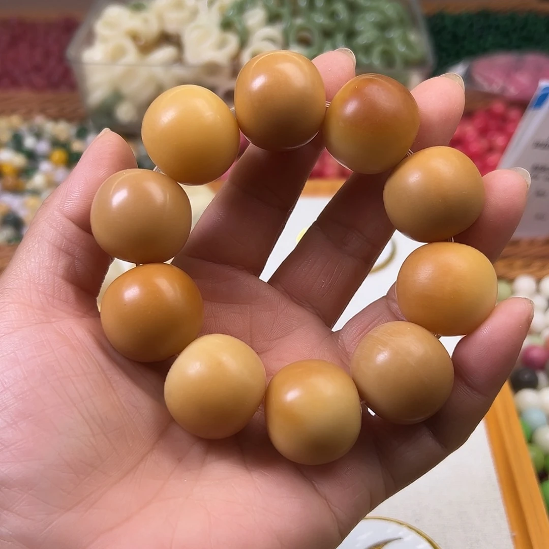 菩提根/象牙果手串卡24干磨黄1条