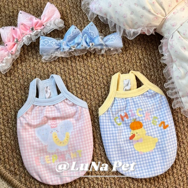 NO退NO换夏款可爱卡通宠物无袖背心吊带薄款防掉毛舒适婴幼儿棉