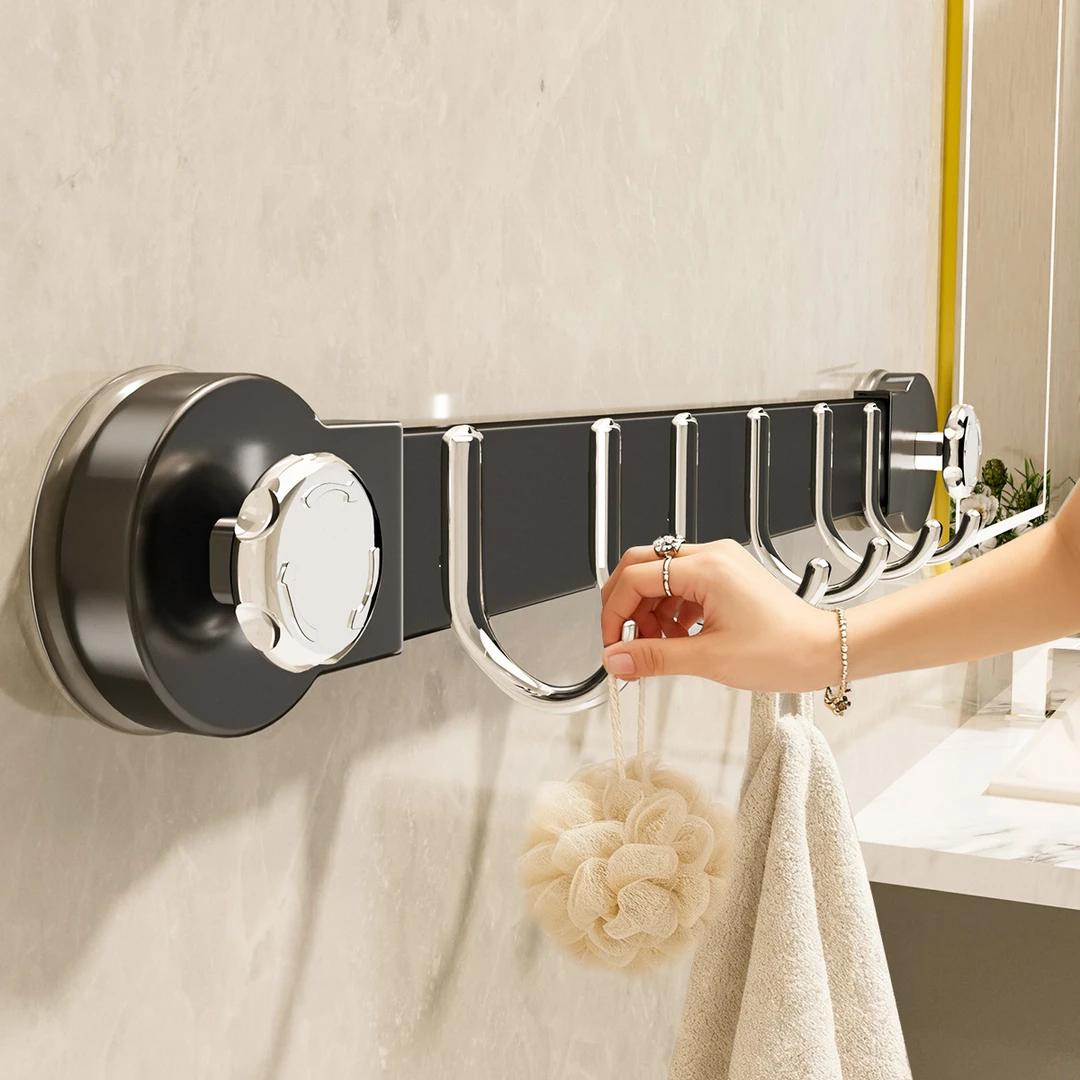 吸盘厨房置物架挂钩勺子铲子挂架免打孔多功能挂杆锅铲无痕收纳架