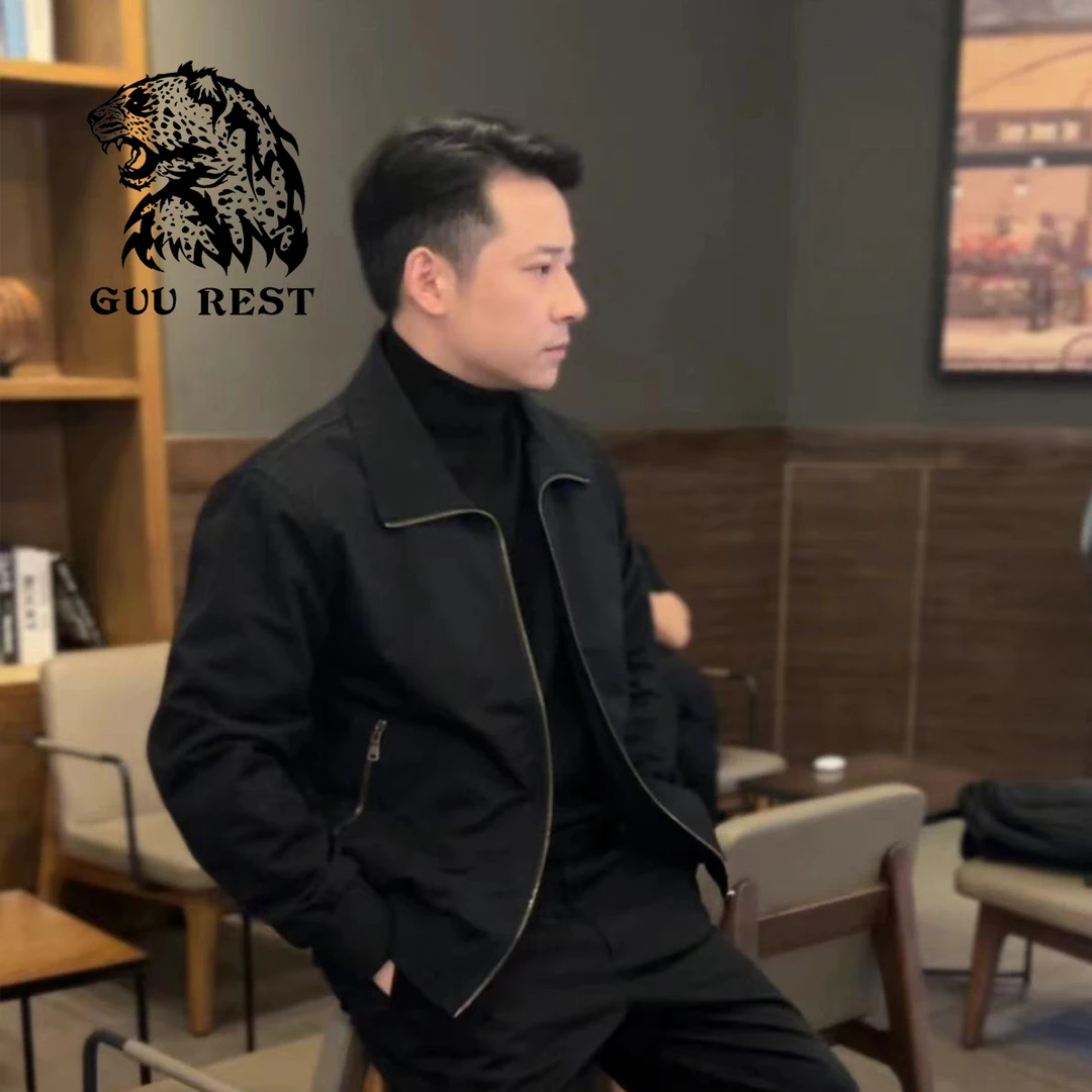 GuuRest夹克纯棉春秋季宽松复古休闲百搭经典简约短款男士外套