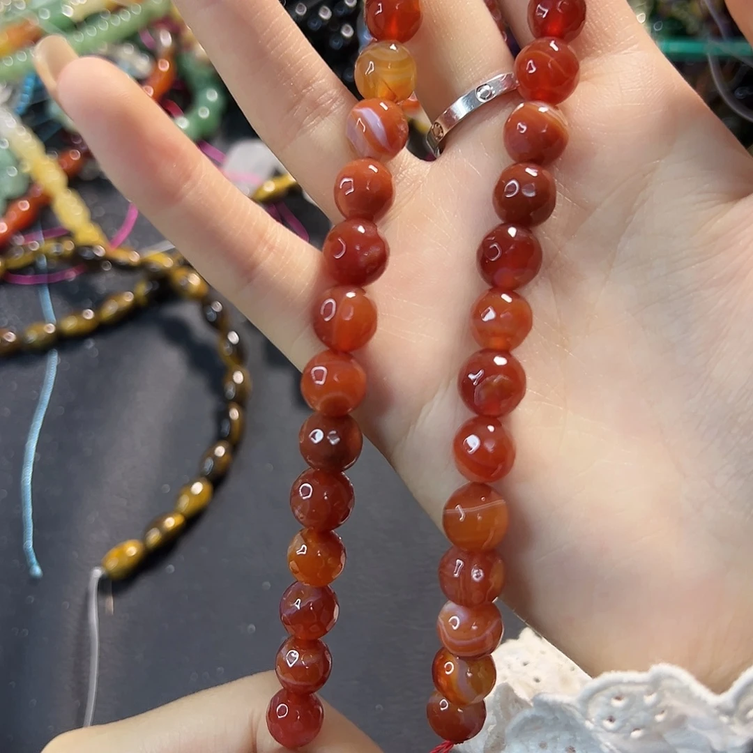 玛瑙/玉髓未镶嵌珠宝半成品红玛瑙卡10切一条