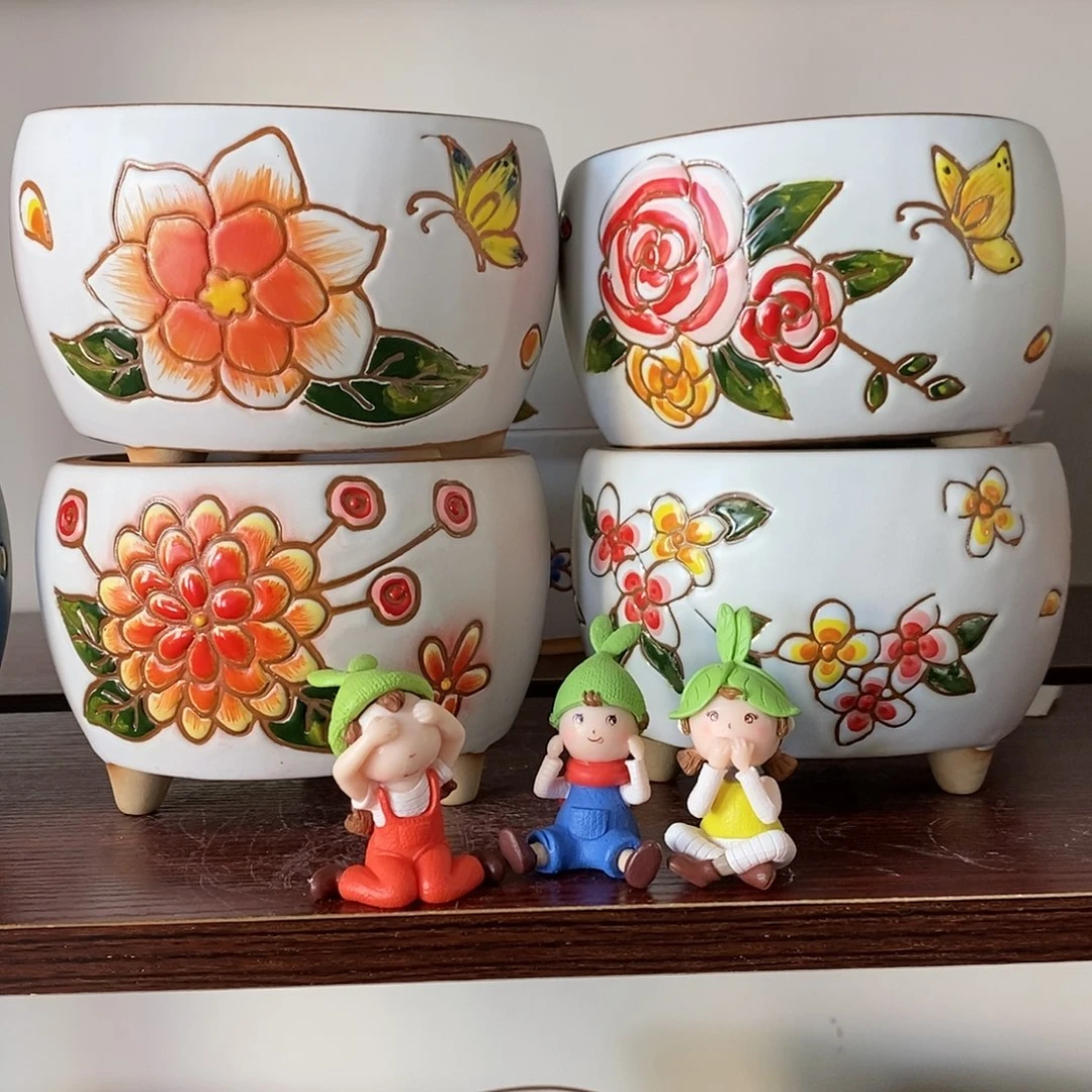 红陶韩式多肉植物花盆