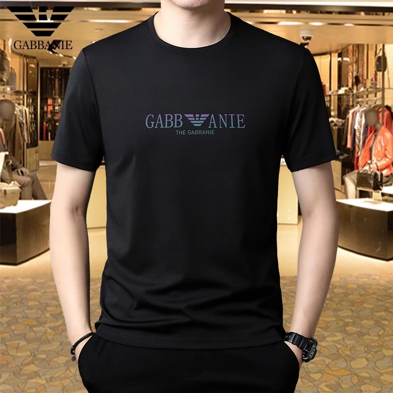 专柜正品男士夏季冰丝短袖T恤男休闲百搭圆领上档次轻奢高贵上衣