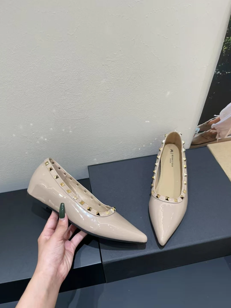 经典铆钉单鞋 内增高3.5CM 经典裸色系