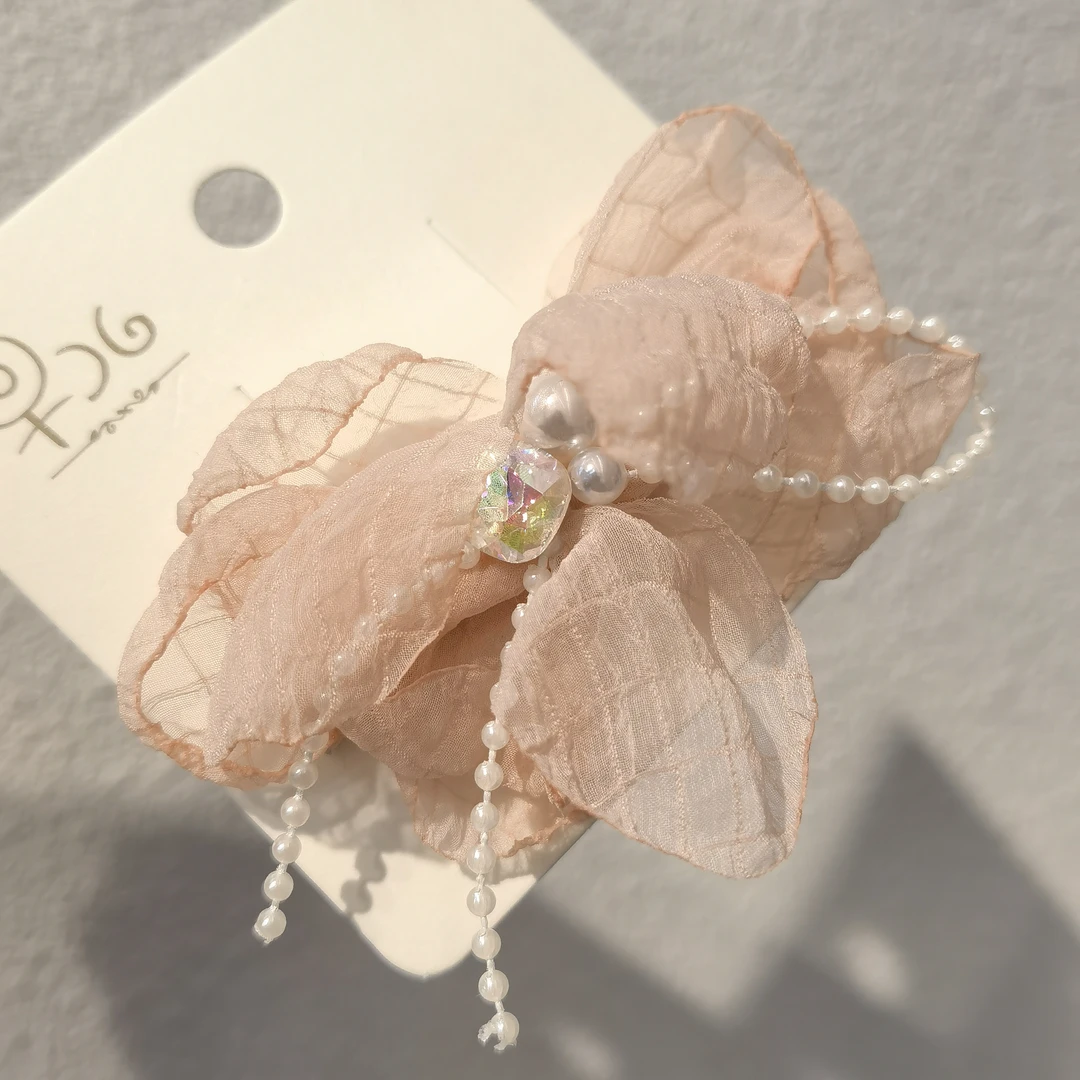 E075粉色花花边夹