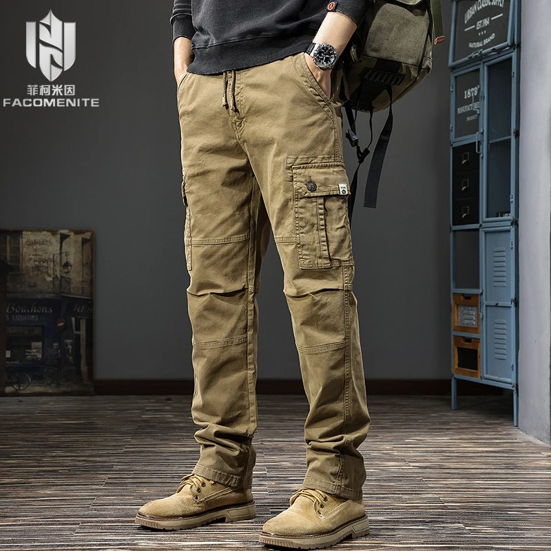 菲柯米因春秋新款美式户外男士工装裤裤子春季痞帅复古直筒休闲裤