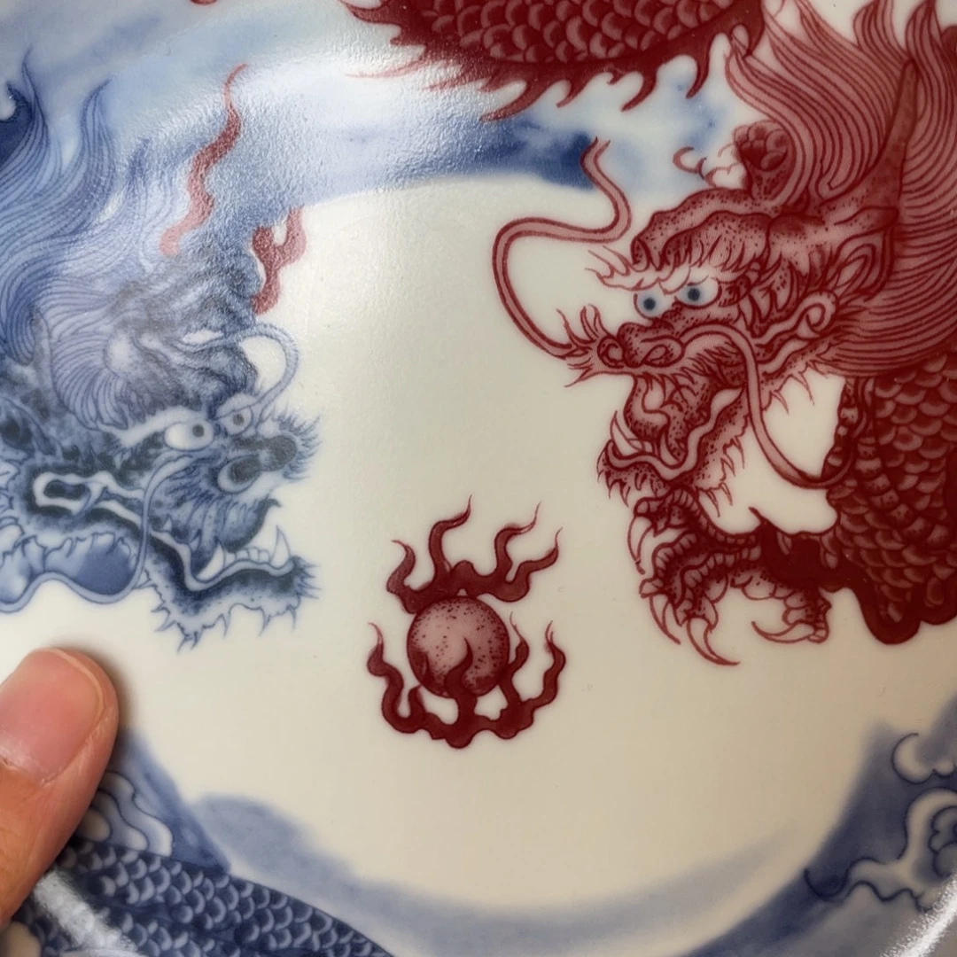 瓷片景德镇双龙戏珠大壶承新款