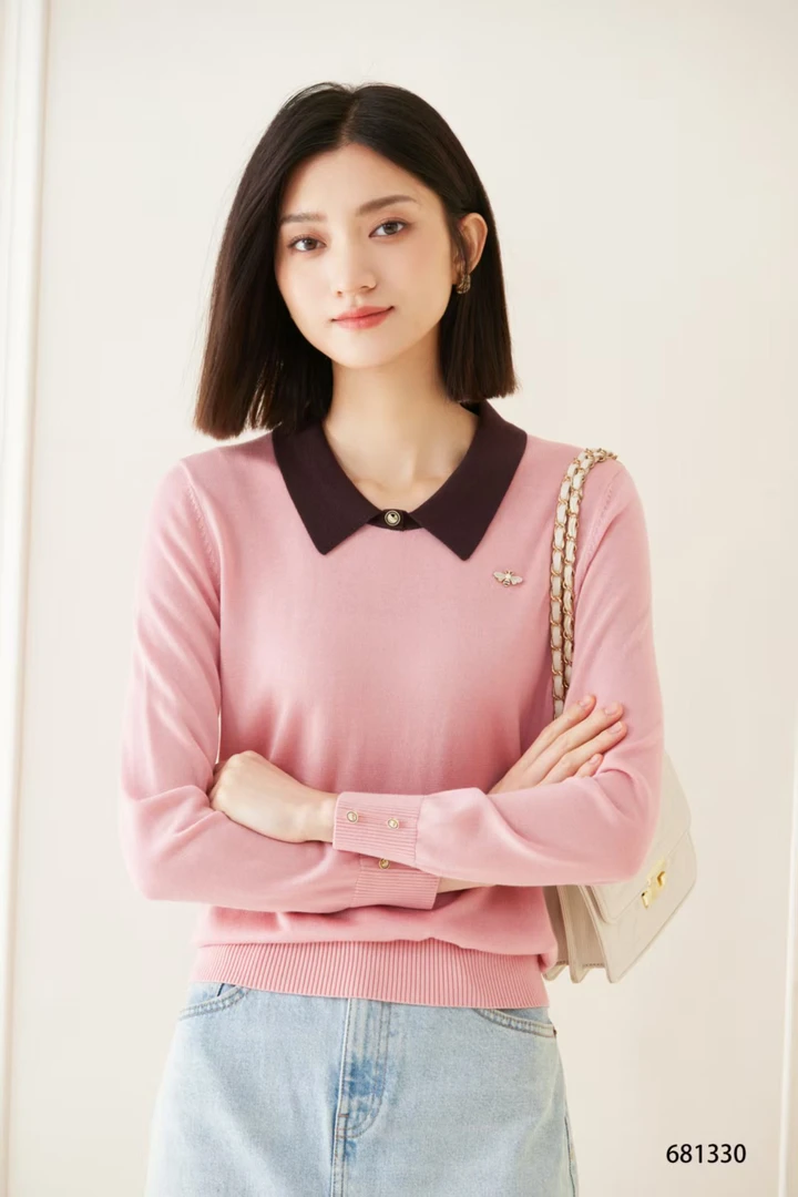 【于姐】1330女士翻领天丝小衫