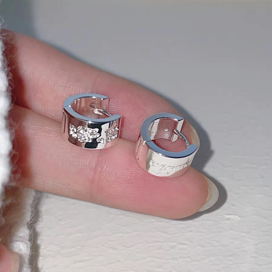 铜合金耳饰 925银针简约字母耳扣高级感耳环独特设计耳圈耳饰耳钉