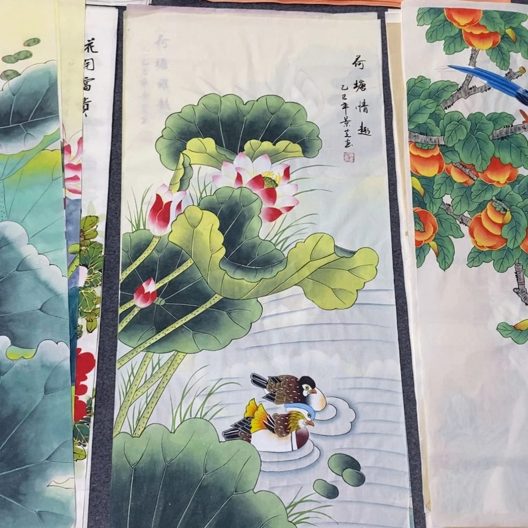 国画尺寸100✖️50三尺手绘工笔画