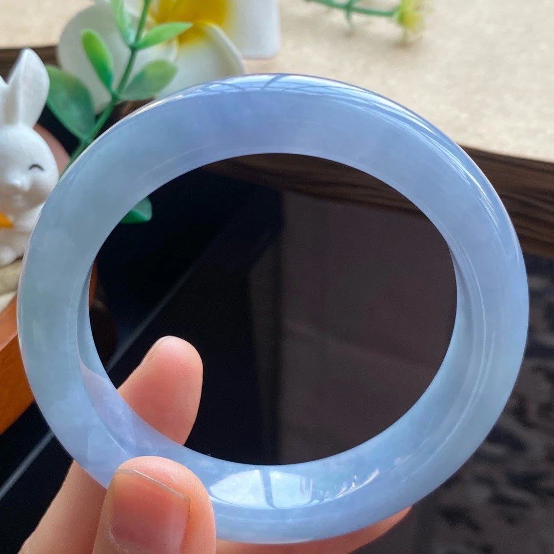 1218期》11986号54.6-13-9 冰蓝莓紫正圈冰果冻质感翡翠手镯