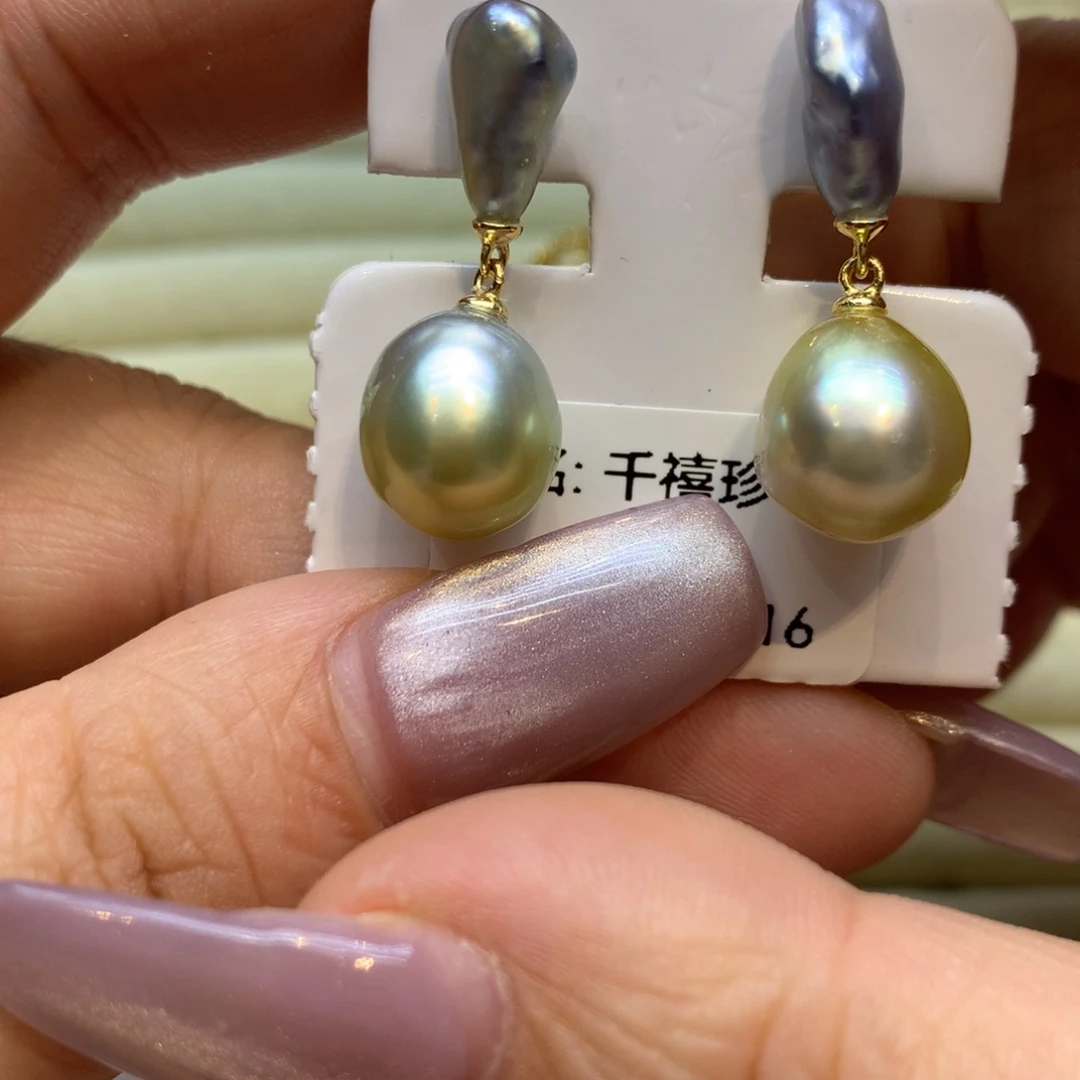 银S925镶嵌耳饰海水珍珠