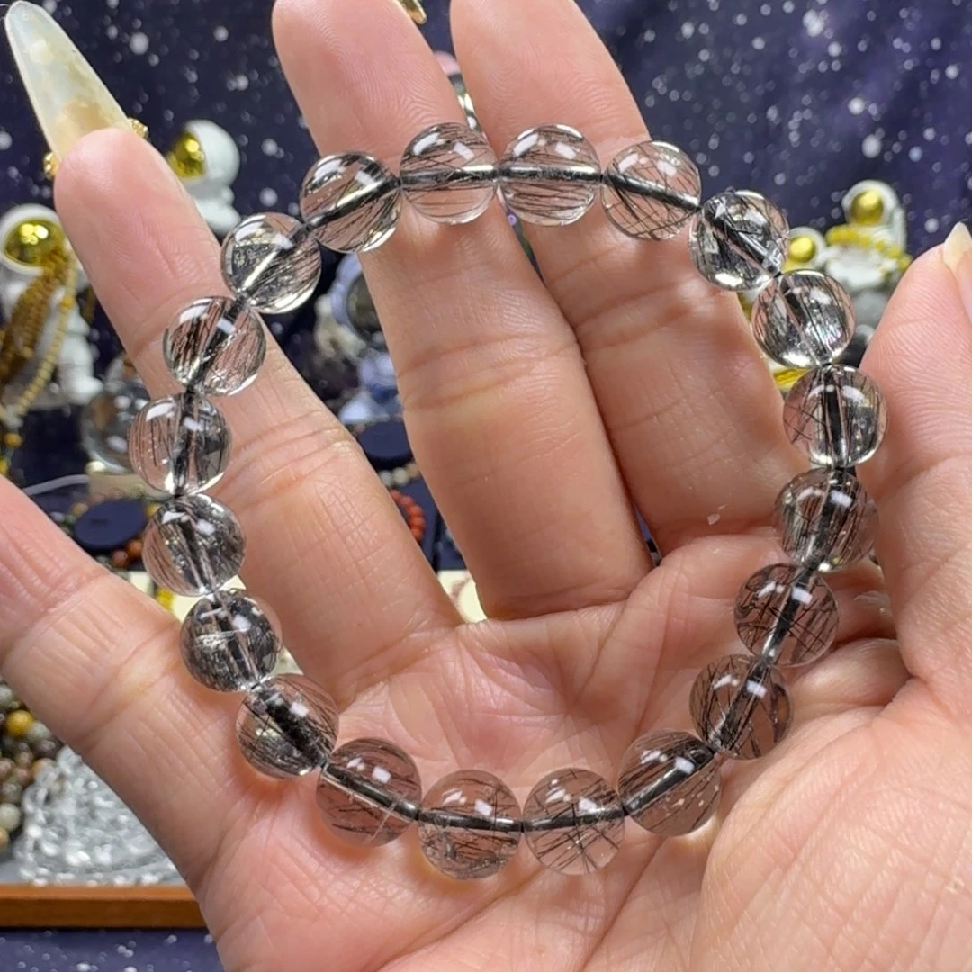 水晶手串未镶嵌黑发晶手串
