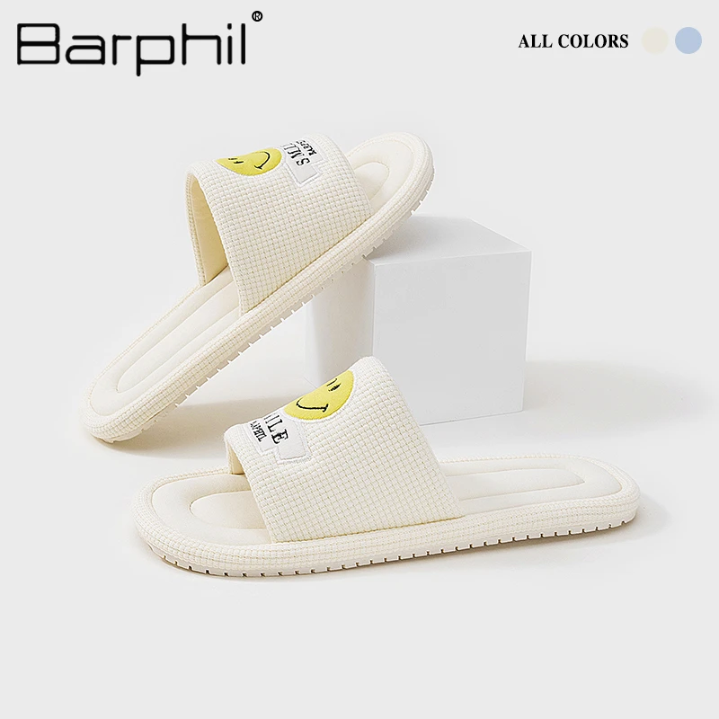 Barphil拖鞋室内家居2025春季新款笑脸防滑透气情侣凉拖鞋女家用