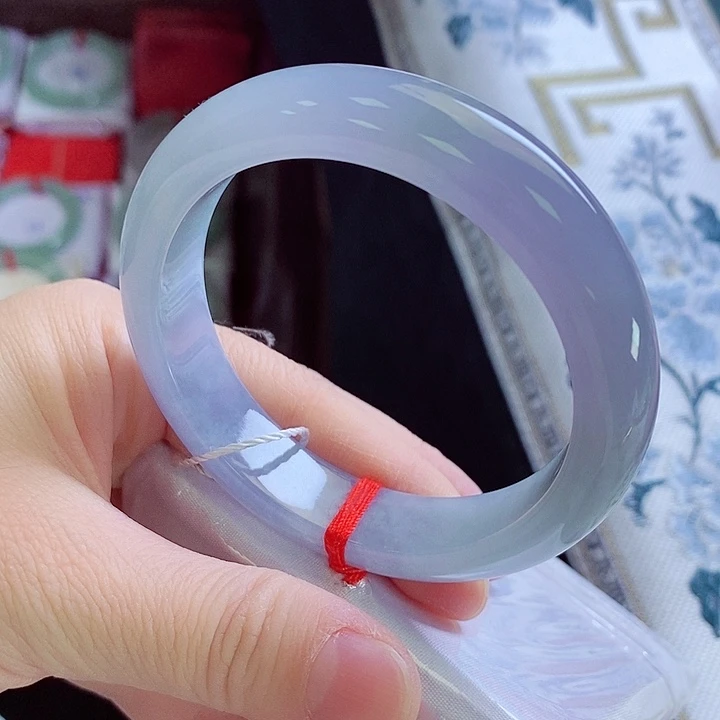 翡翠未镶嵌手镯55冰紫81号