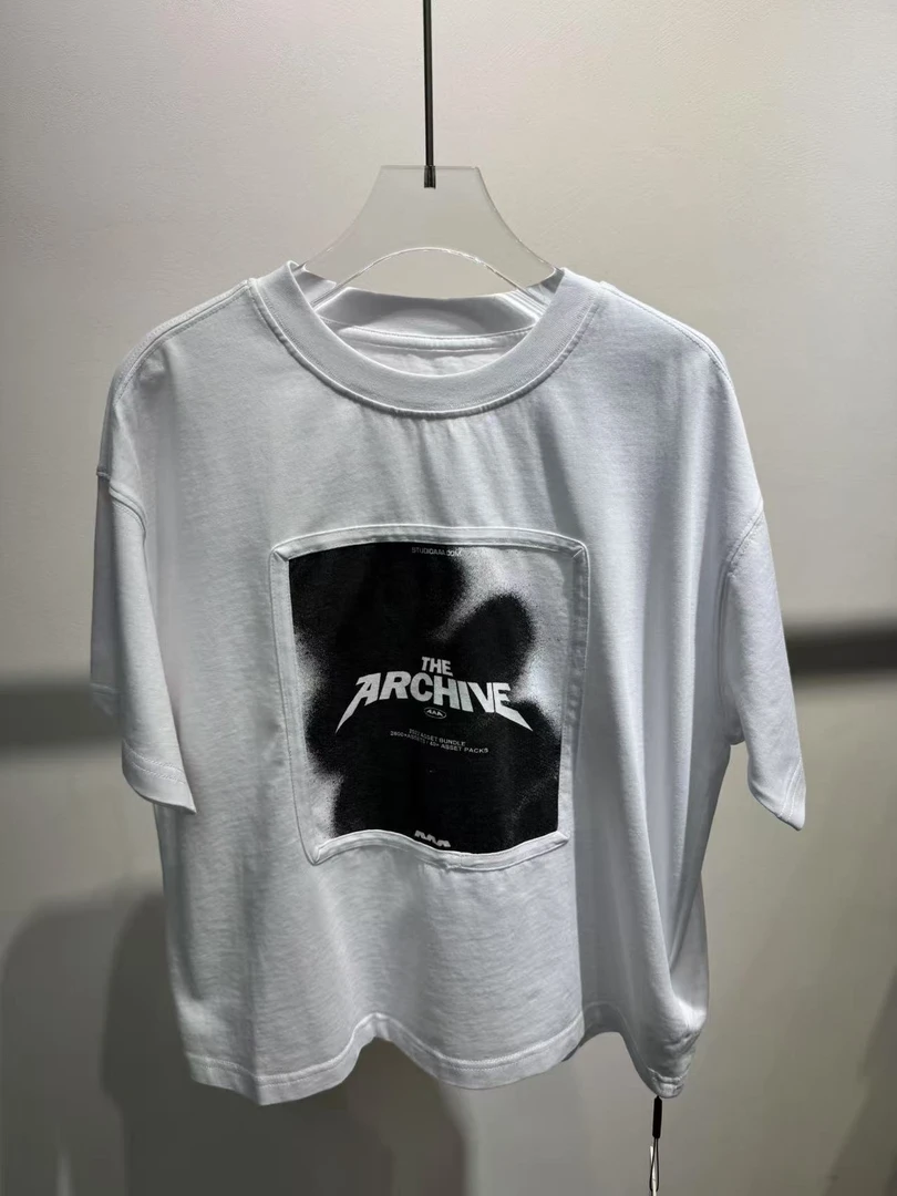 XTJ STUDIO童装 设计师款 MC 中大童 方块黑色图案短袖T恤 新品