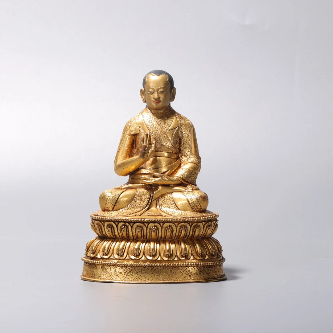 lot37  G清代  铜鎏金上师像