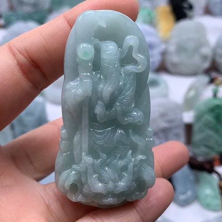 翡翠未镶嵌颈饰立体关二爷福利卡厚12+