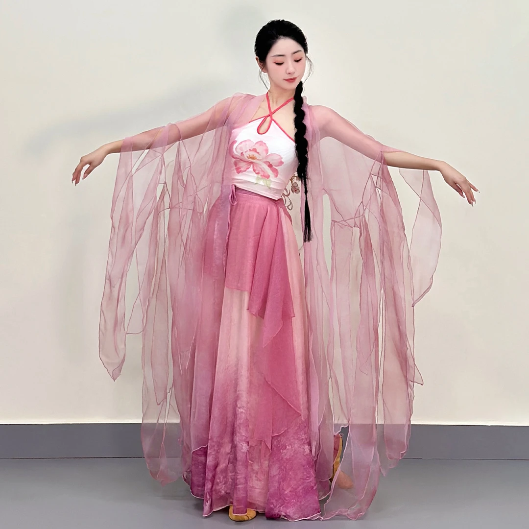 古装春夏2025新款古典舞服装练功演出舞蹈服仙气绣花外披飘逸古风