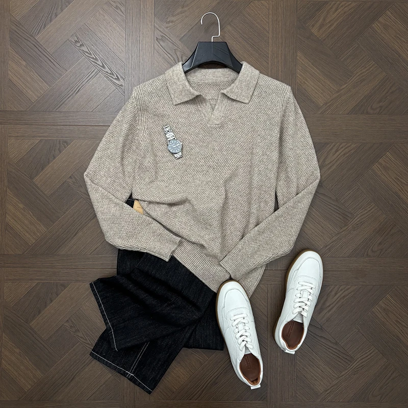 MIGSIMHE·意式海鸥领针织衫毛衣秋冬男士商务休闲保暖翻领羊毛衫