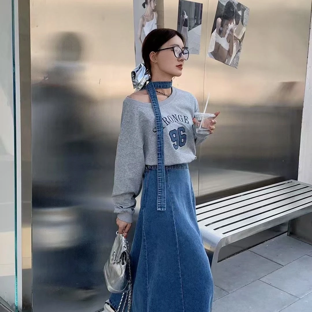 夏古春季设计高腰牛仔半身裙显瘦气质减龄