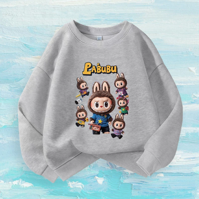 可爱中小儿童休闲百搭卡通圆领长袖卫衣时尚拉布布男女春秋冬新款