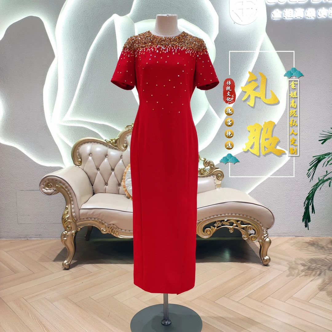 【金姐高定喜服】荣华富贵喜婆婆妈妈高端宴会高档婚礼高贵礼服-056