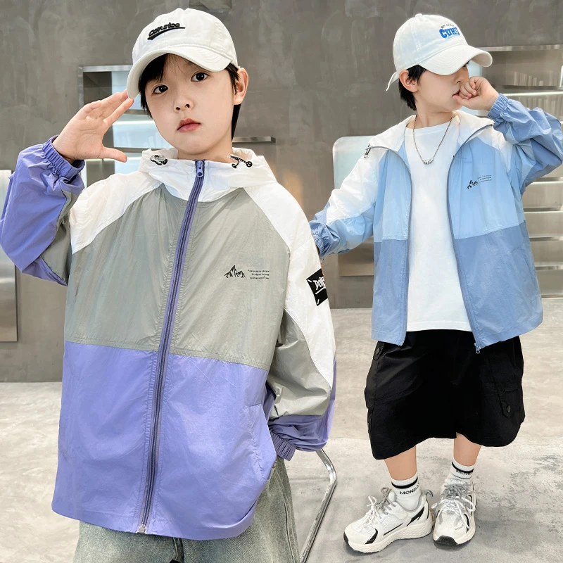 男童防晒衣大童轻薄皮肤衣儿童休闲宽松连帽外套2025夏季新款童装